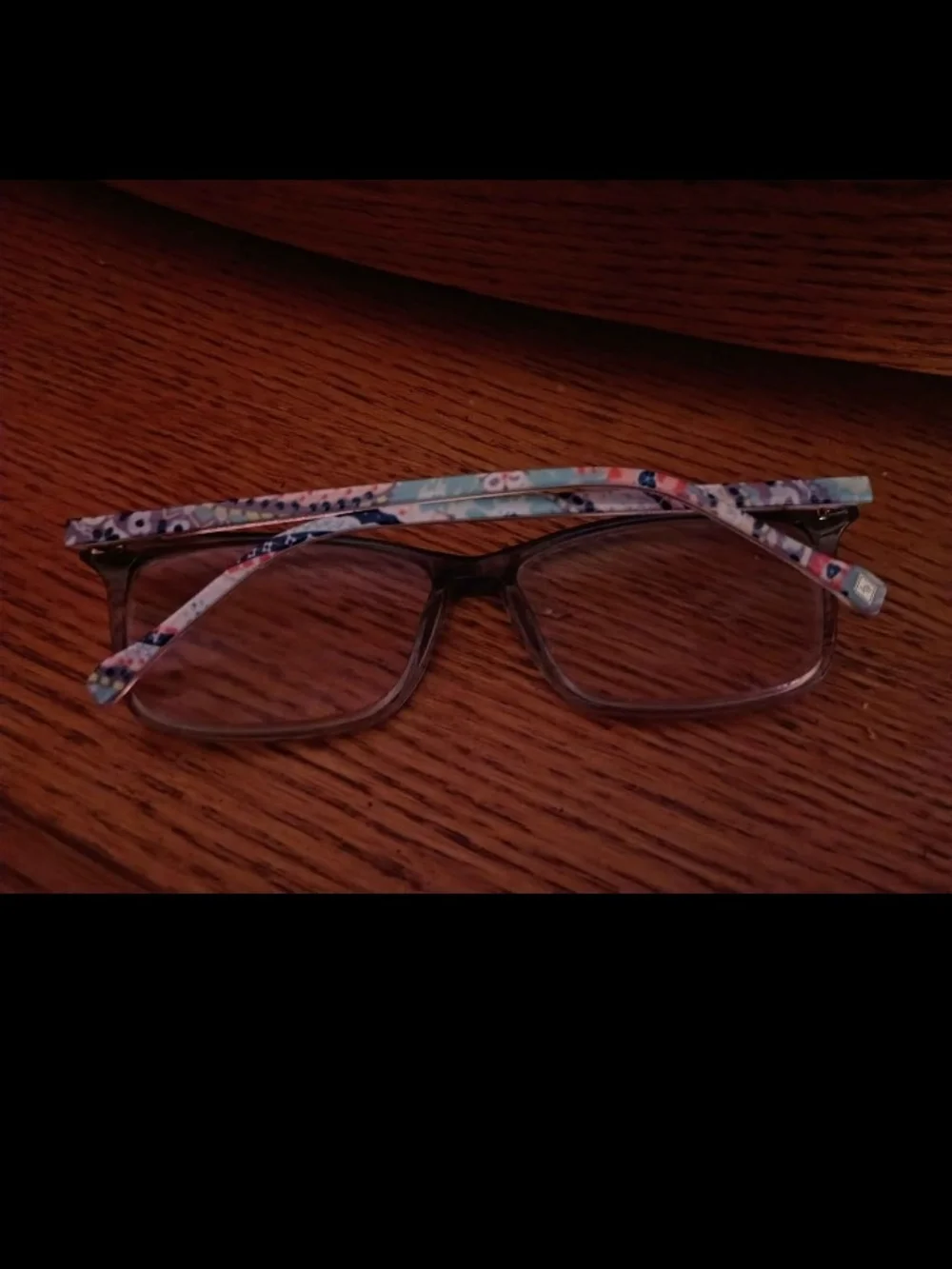 Adults Floral Print Rectangle Glasses - Pink/Blue